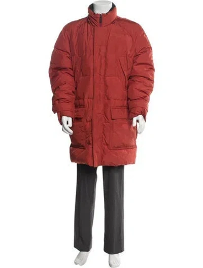 Pre-owned Canali Puffer Coat In Orange