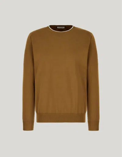 Canali Pull Ras Du Cou En Coton Ocre In Brown