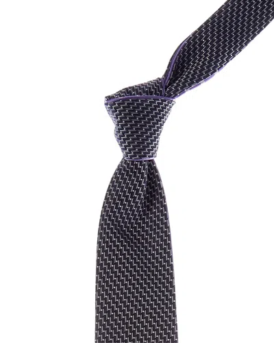 Canali Purple Dots/navy Reversible Silk Tie In Multi