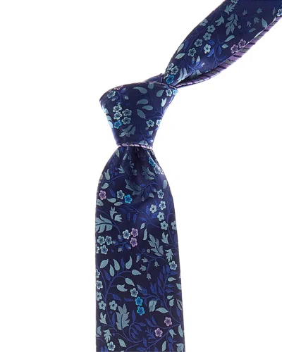 Canali Purple Stripe/blue Floral Reversible Silk Tie In Multi