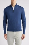 Canali Quarter Zip Cashmere & Wool Blend Sweater In Blue