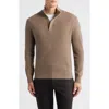 Canali Quarter Zip Wool & Cashmere Blend Sweater In Brown