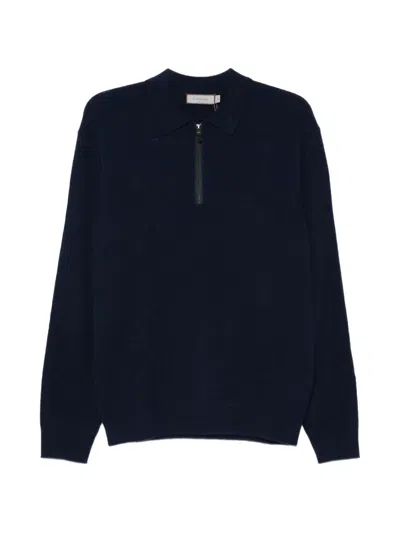Canali Quarter-zip Knitted Polo Sweater In Blue