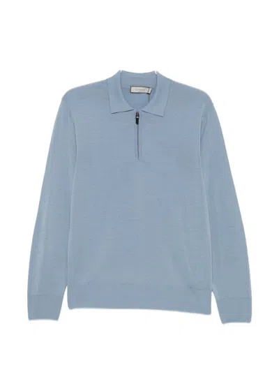Canali Quarter-zip Polo Shirt In Blue