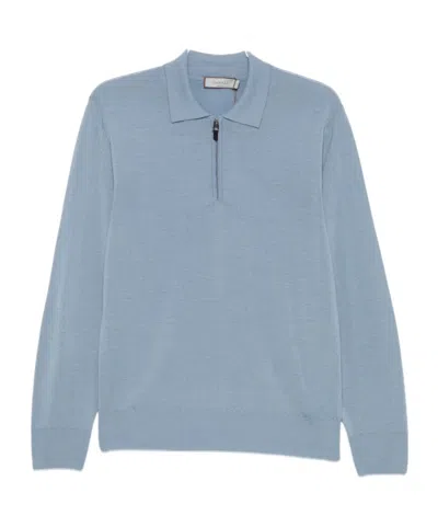 Canali Quarter-zip Polo Shirt In Blue