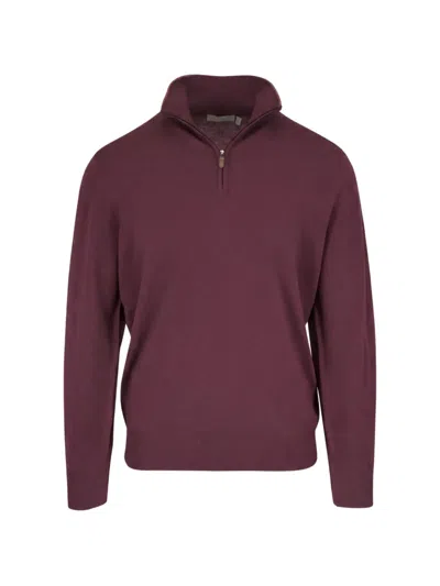 Canali Quarter-zip Sweater In Purple