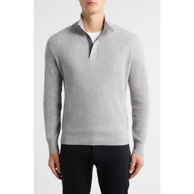 Canali Quater Zip Wool & Cashmere Sweater In Gray