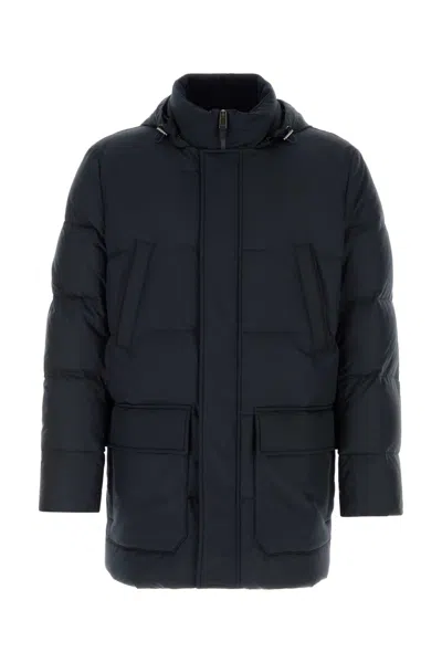 Canali Hooded Padded Jacket In Blue