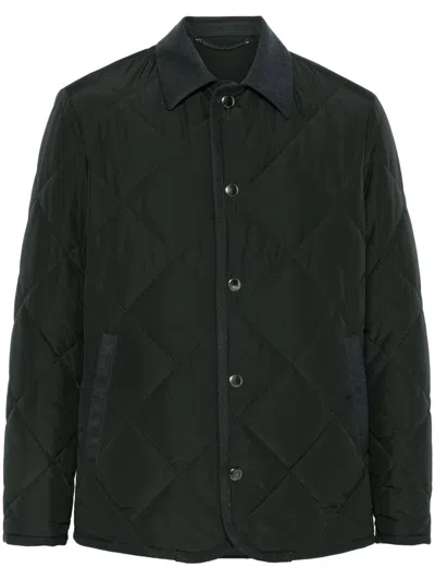 Canali Quilted Jacket In Green