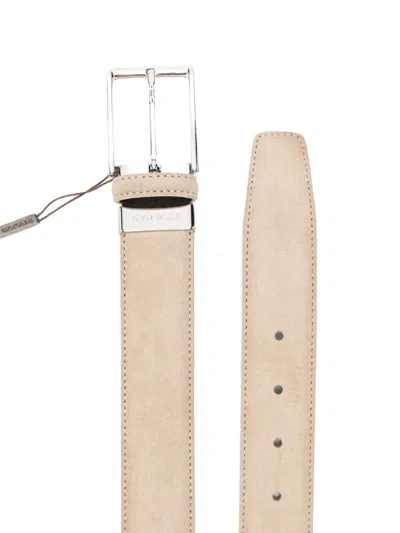 Canali Rectangular-buckle Belt In Neutral
