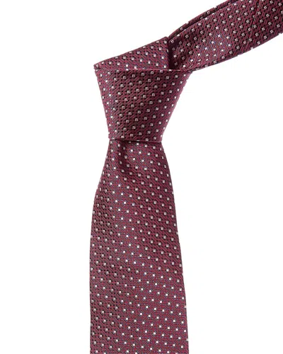 Canali Red Silk Tie In Brown
