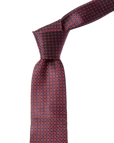 Canali Red Squares Silk Tie In Pink