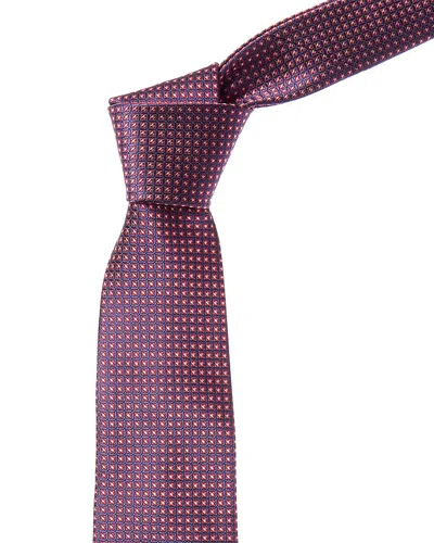 Canali Red Squares Silk Tie In Purple