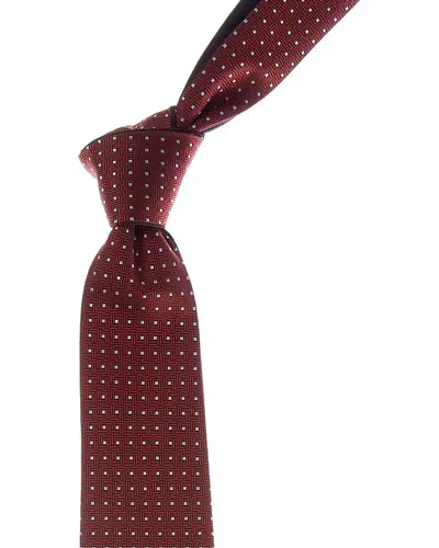 Canali Red Squares/burgundy Plaid Reversible Silk Tie In Multi