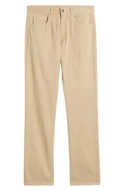 Canali Regular Fit 5-pocket Cotton Stretch Twill Pants In Beige
