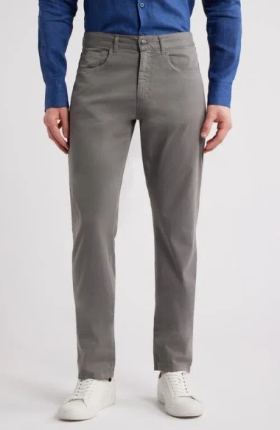 Canali Regular Fit 5-pocket Cotton Stretch Twill Pants In Grey