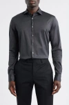 Canali Regular Fit Cotton Jersey Button-up Shirt In Gray