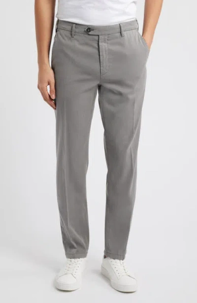 Canali Regular Fit Flat Front Comfort Twill Pants In Grey