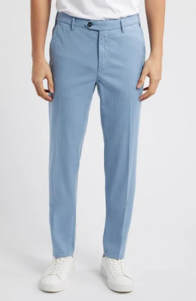 Canali Regular Fit Flat Front Comfort Twill Pants In Light Blue