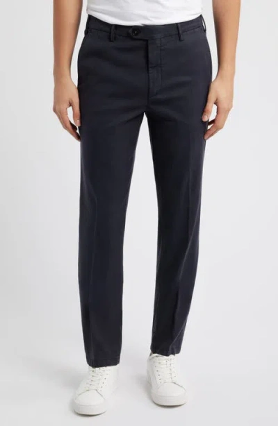 Canali Regular Fit Flat Front Comfort Twill Pants In Navy