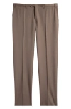Canali Regular Fit Flat Front Wool Dress Pants In Brown