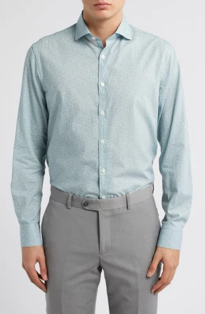 Canali Regular Fit Floral Cotton & Lyocell Dress Shirt In Green