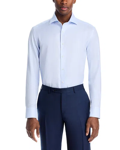 Canali Regular Fit Geo Weave Dress Shirt In Blue