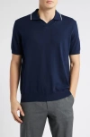 Canali Regular Fit Johnny Collar Polo In Navy