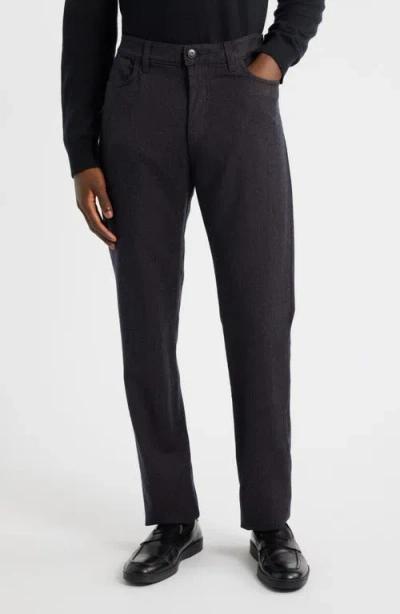 Canali Regular Fit Lightweight Wool Flannel Pants In Black
