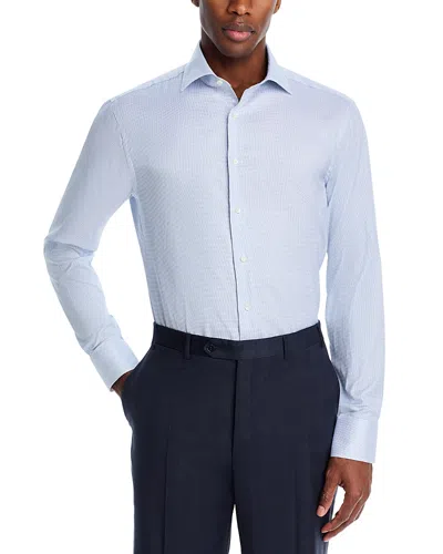 Canali Regular Fit Micro Check Dress Shirt In Blue