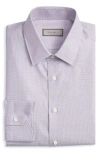 Canali Regular Fit Micro Check Dress Shirt In Purple