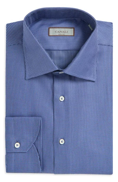 Canali Regular Fit Microprint Dress Shirt In Blue