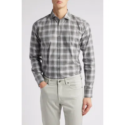 Canali Regular Fit Plaid Cotton Button-up Shirt In Grey