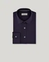 Canali Regular Fit Shirt In Navy Blue Cotton Jersey And Lyocell In Purple