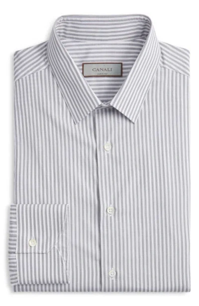 Canali Regular Fit Stripe Dress Shirt In Gray