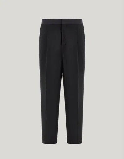 Canali Relaxed Fit Black Tuxedo Trousers In Stretch Wool