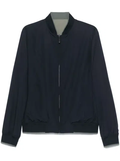 Canali Reversible Shell Bomber Jacket In Blue