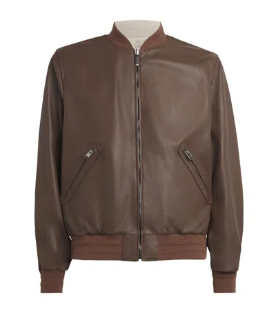 Canali Reversible Bomber Jacket In Brown