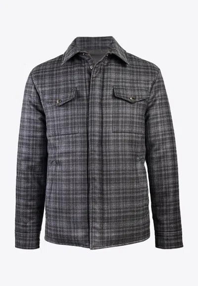 Canali Reversible Checkered Field Jacket In Multi