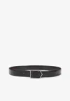 Canali Reversible Leather Belt In Black