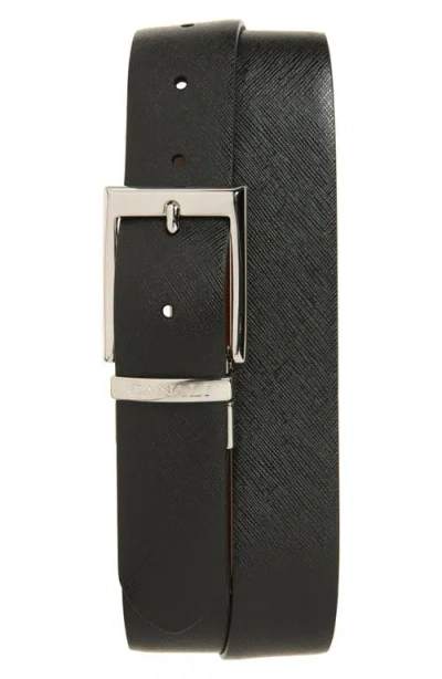 Canali Reversible Leather Belt In Black