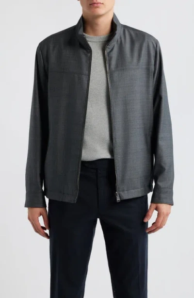 Canali Reversible Water Repellent Wool Jacket In Gray
