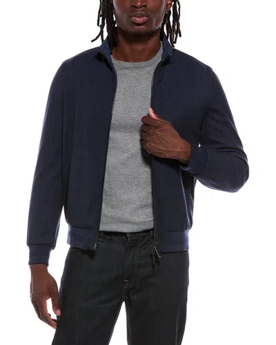 Canali Reversible Wool-blend Bomber Jacket In Blue