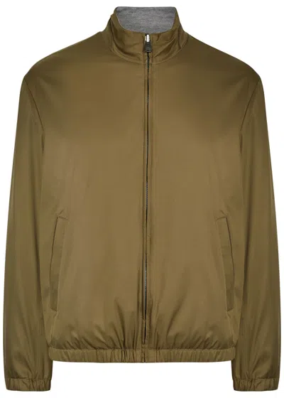 Canali Reversible Woven Jacket In Green