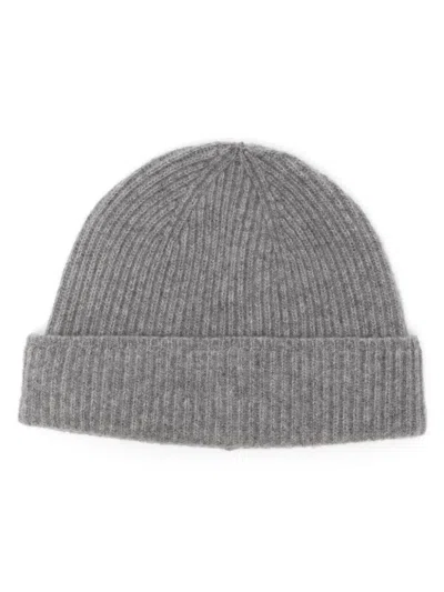 Canali Ribbed Beanie Hat In Grey