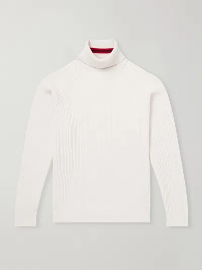 Canali Wool And Cashmere-blend Rollneck Sweater In White