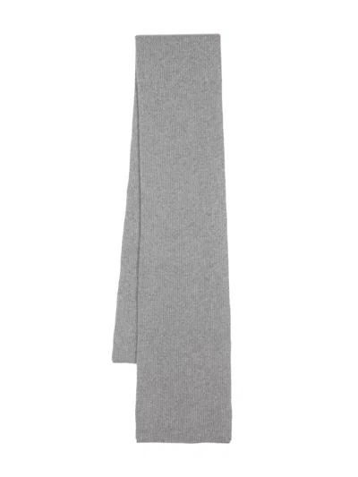 Canali Ribbed-knit Scarf In Grey