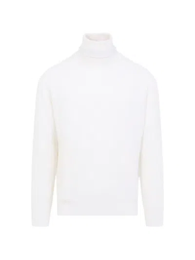Canali Wool And Cashmere-blend Rollneck Sweater In White
