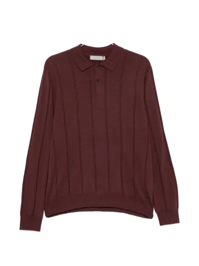 Canali Ribbed-knit Polo Sweater In Red