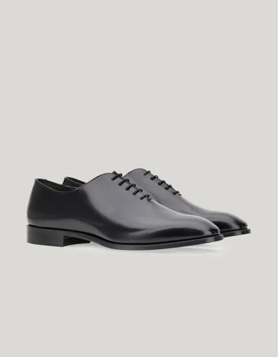 Canali Richelieu En Cuir De Veau Abrasif Noir In Black